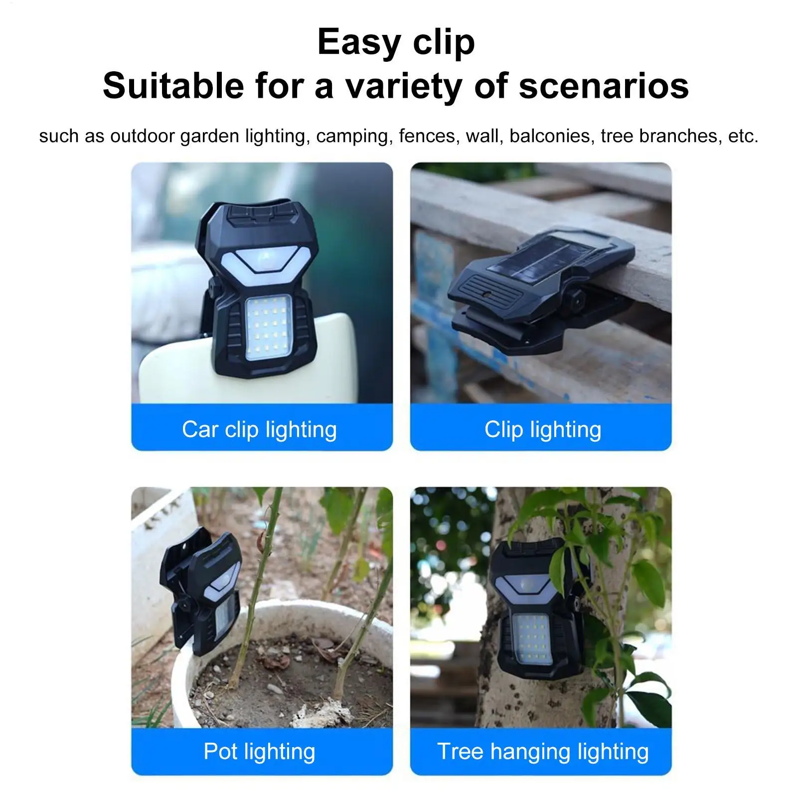 Clip on Solar Lights Outdoor Solar Powered Clip on Security Lights Lamp with 3 Modes for Farm Gutter Deck Pathway Stairs