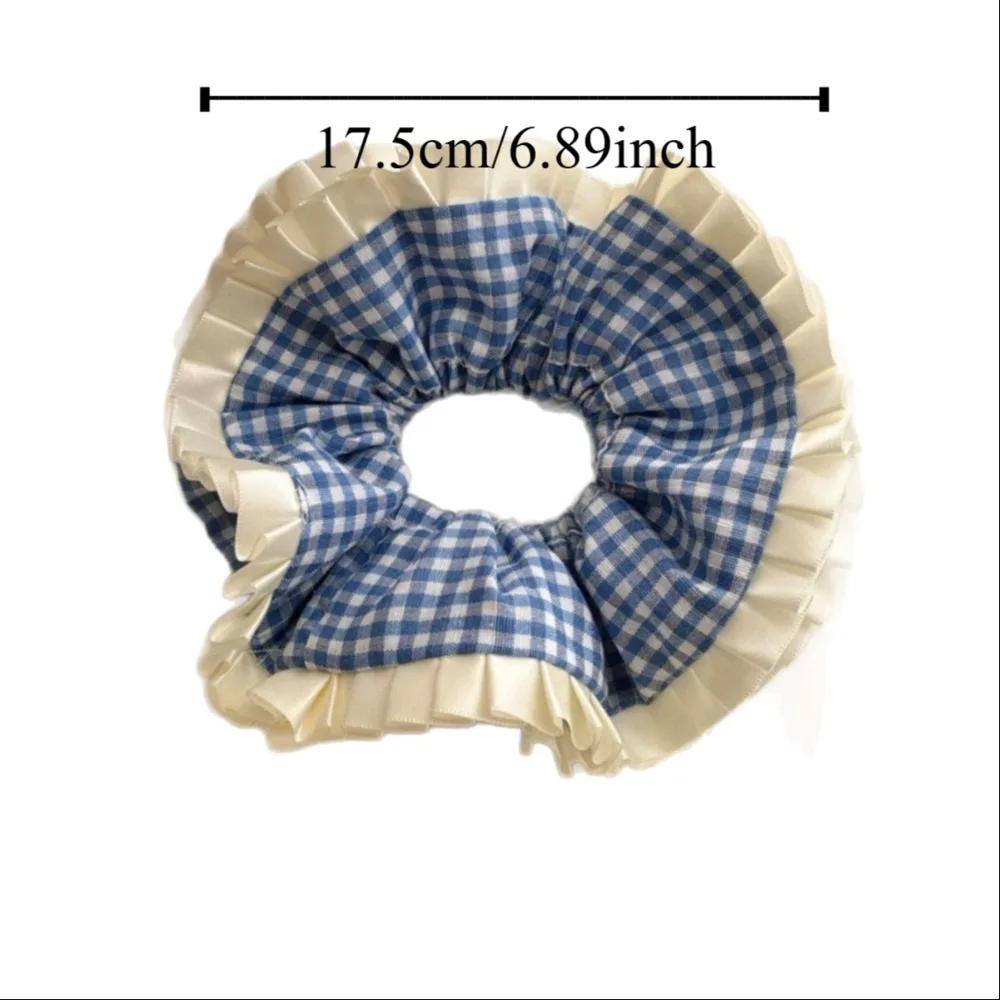 Модные милые решетчатые резинки для волос, тканевые резинки для волос с бантом и рюшами, веревка для волос, держатель для хвоста, большая резинка для волос для женщин