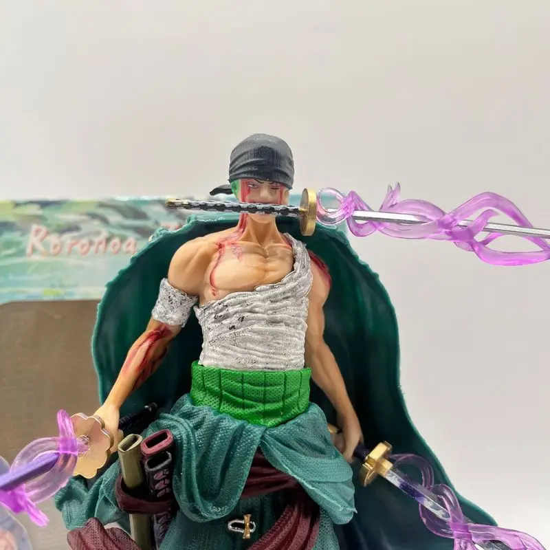 22 cm Gk Fight A Bloody Battle Roronoa Zoro One Piece Anime Figurstehree Knives Mighty Stunts Statue Modell Sammlung Jungen Spielzeug