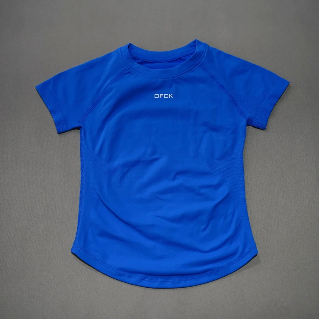 FDK New Arrival Women Elastic Sports Top Short Sleeve Round Neck Quick Dry Anti Sweat Soft Breathable Gym Yoga Athletic Blouse view 6