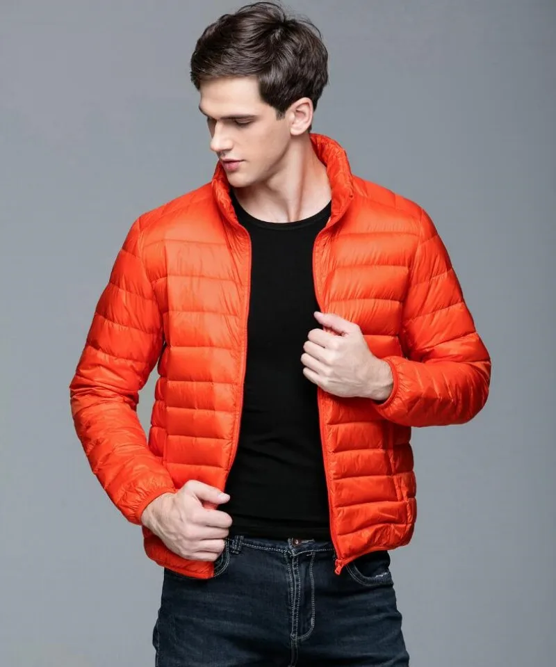 Chaqueta de plumón de pato para hombre, abrigo ultradelgado, con cuello levantado, para primavera y otoño, S-3XL, novedad de 2023