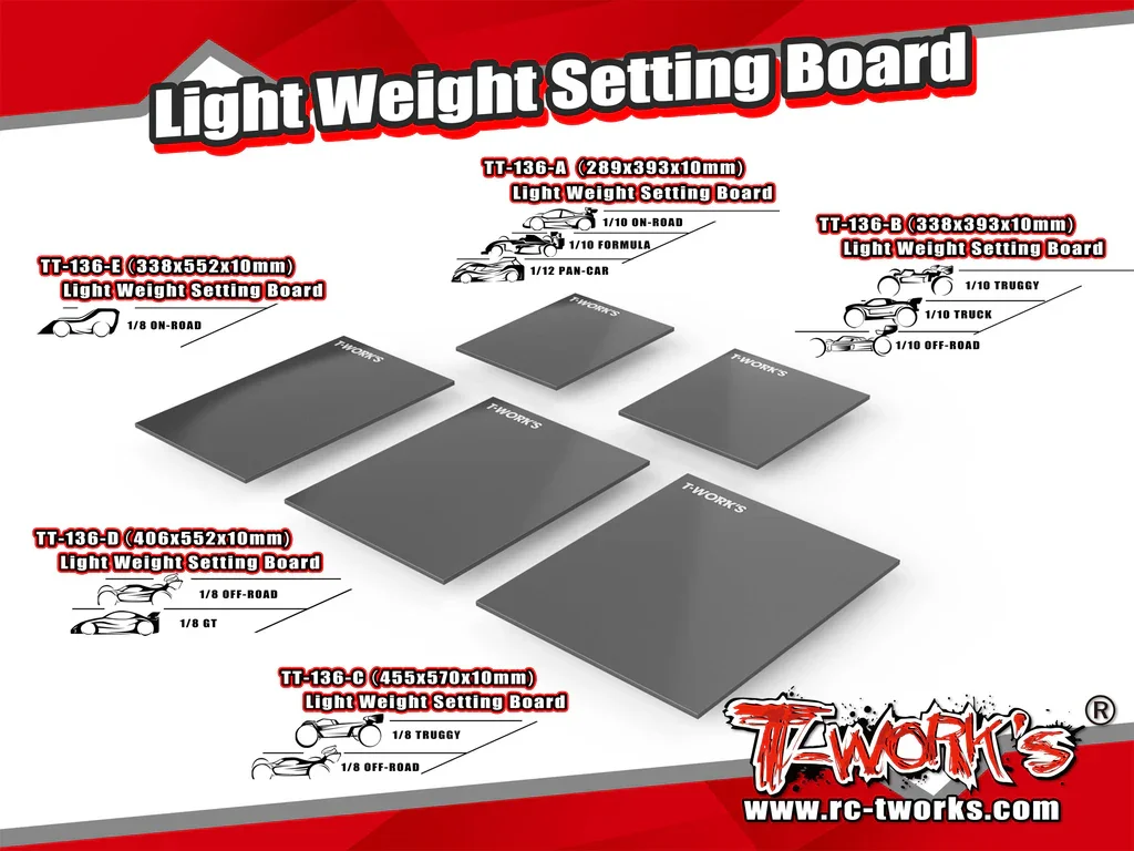 

Original T works TT-136 Light Weight Setting Board Rc Tool