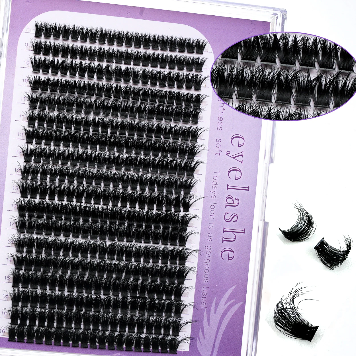 high-grade DIY Lashes Extensions Kit 702pcs Lash Clusters 80D/100D Wispy Individual Lashes Mix 9-16mm Cluster Eyelash Extension