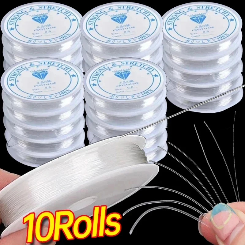 1-10Rolls Elastic String for Bracelets Crystal Clear Nylon Stretch Cord Beaded Thread for DIY Jewelry Making Necklace Supplies