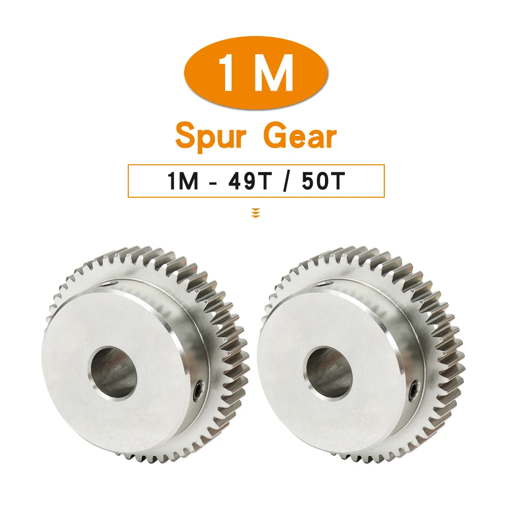 

High Quality Gear Wheel 1M-49T/50T Bore Size 8/10/12 mm 304 Stainless Steel Motor Gear Teeth Thickness 10 mm Total Height 20 mm