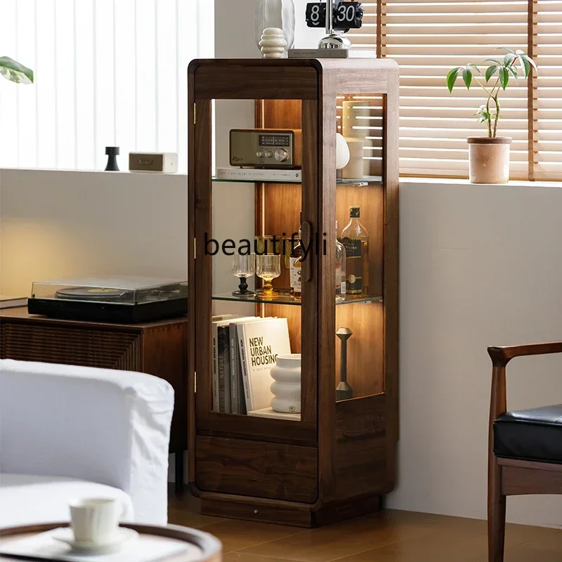 

yj21 Black walnut all solid wood TV side cabinet living room sofa low cabinet storage storage chest cabinet