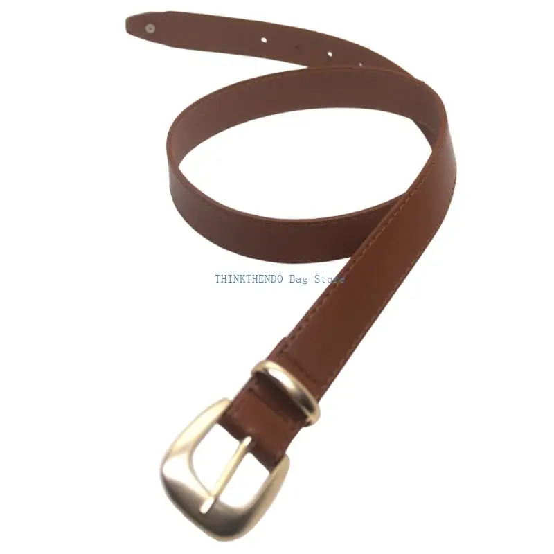 340D PU Leather Dress Belt With Triple Metallic Closure Accent Comfortable Waistband