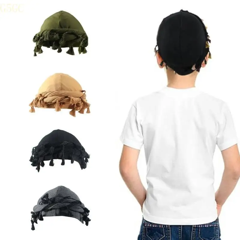 

G5GC Retros Headscarf Hat Festival Fashion Hat Elastic Casual Headwrap Hat European and American Youth Tassel Twisted Tail Hat