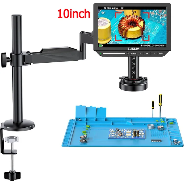 Elikliv Autofocus 4K HDMI mikroskop cyfrowy EM4K-AF Flex 10.1 "mikroskop lutowniczy do elektroniki z ramieniem 52MP powiększ 2000X