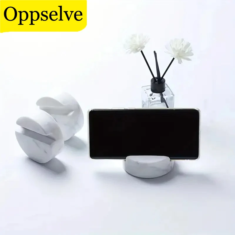 Versatile Mobile Phone Holder Desktop Table Stand Minimalist Circle Marble Base Plate Tablet Mount Cellphone Phone Bracket