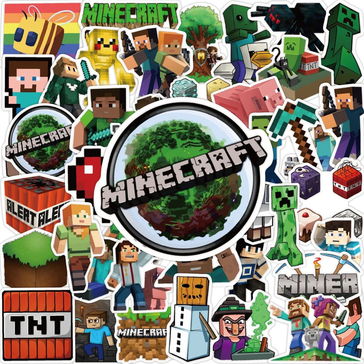 50 قطعة لعبة بكسل تحت عنوان ملصقات مقاومة للماء Minecrafted ملصقات الكرتون رسومات الشعار المبتكرة سكيتبورد حقائب ألعاب أطفال الأولاد الهدايا