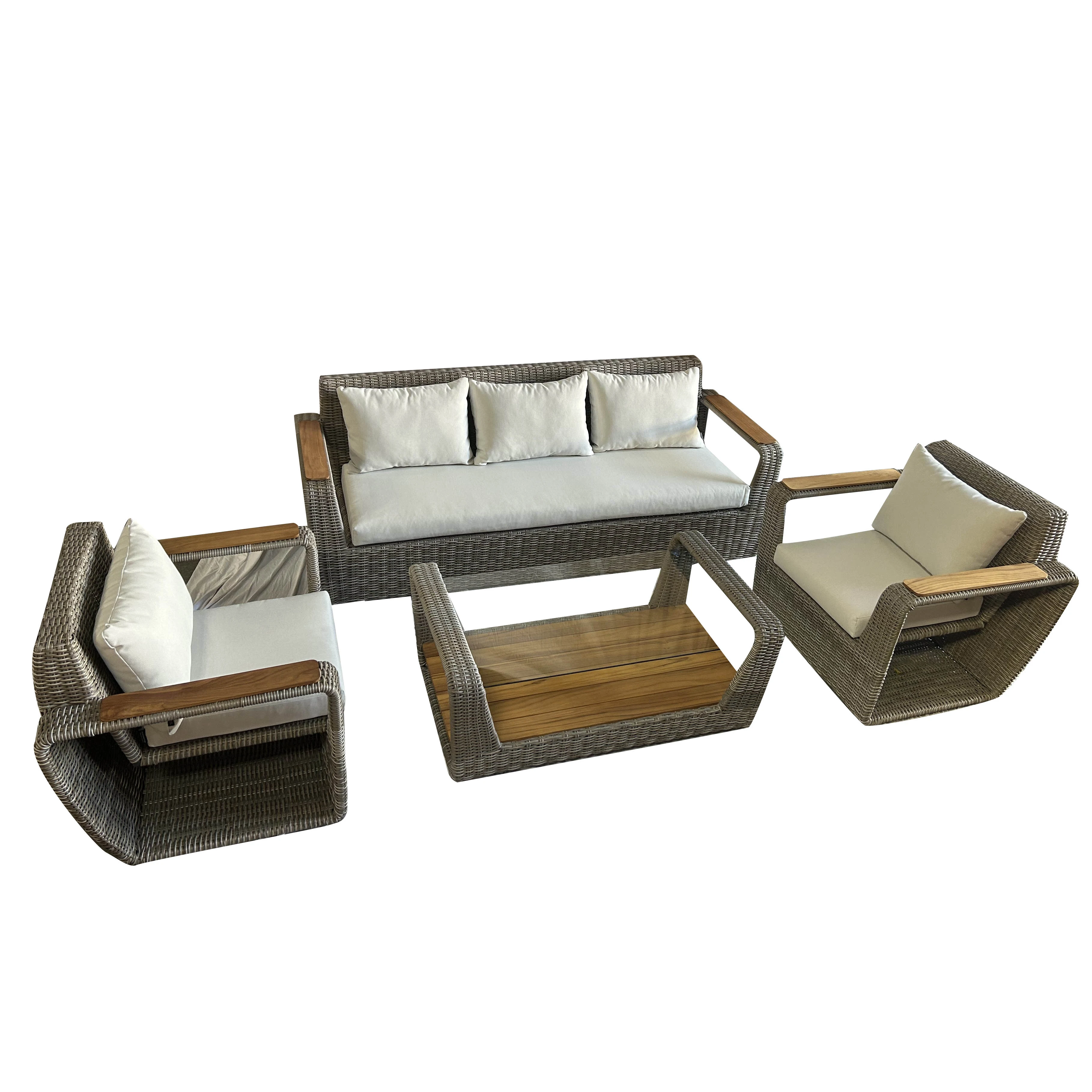 & IN STOCK Wholesale Aluminum PE Rattan Outdoor Seat Cushion Sofa Set
