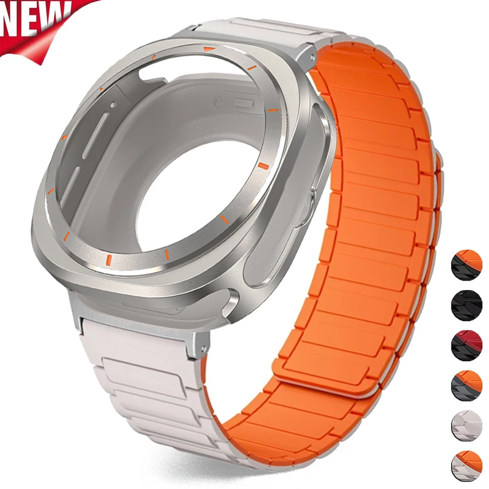 

Силиконовый магнитный ремешок для Samsung Galaxy Watch Ultra 7 47 мм, мужские ремешки, чехол из алюминиевого сплава для часов GALAXY ULTRA 7 47 мм