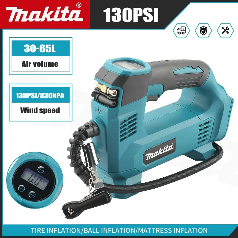 

Мини-воздушный компрессор Makita 21 В 180PSI, сверхмощный насос для накачивания шин со светодиодной подсветкой, автомобильный электрический воздушный насос, автоматический надувной насос