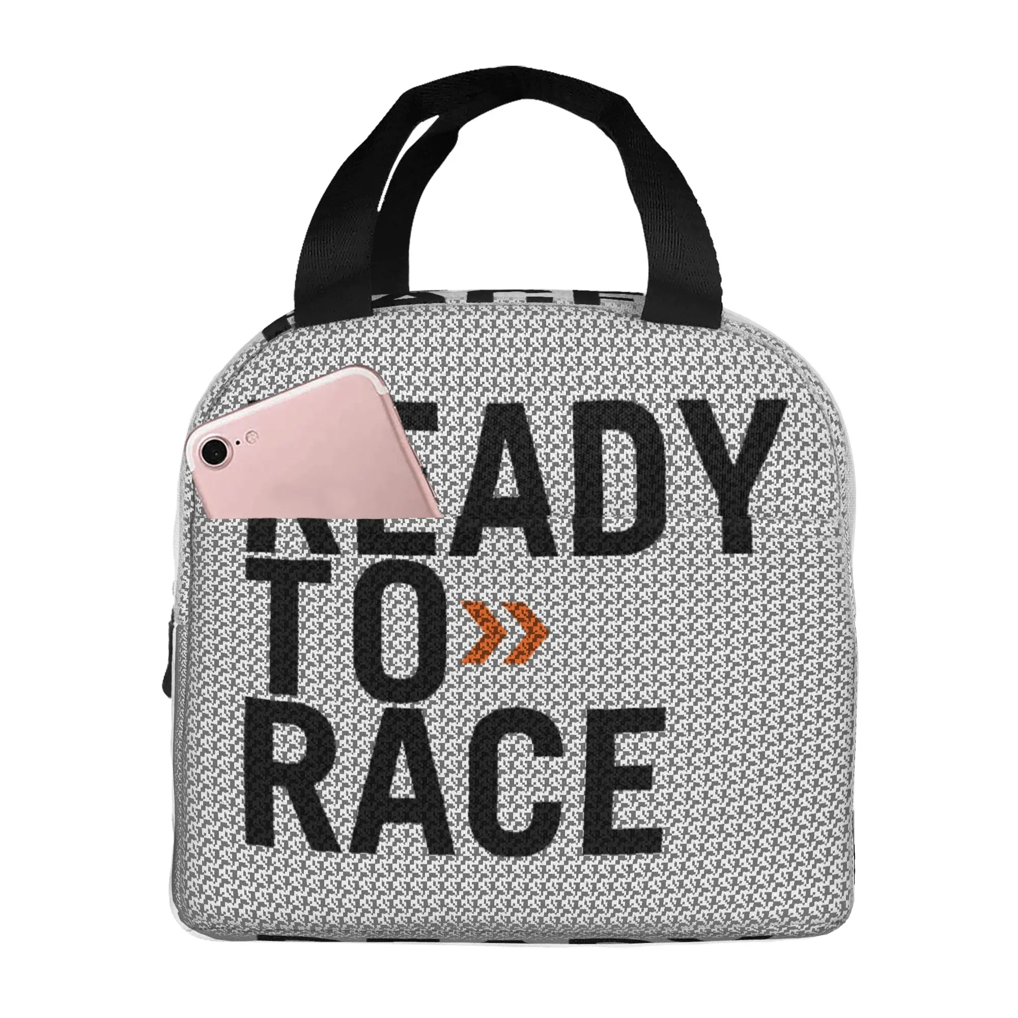 Ready To Race Insulated Lunch Bag for Women Resuable Racing Sport Motorcycle Rider Cooler Thermal Lunch Box Office Work School
