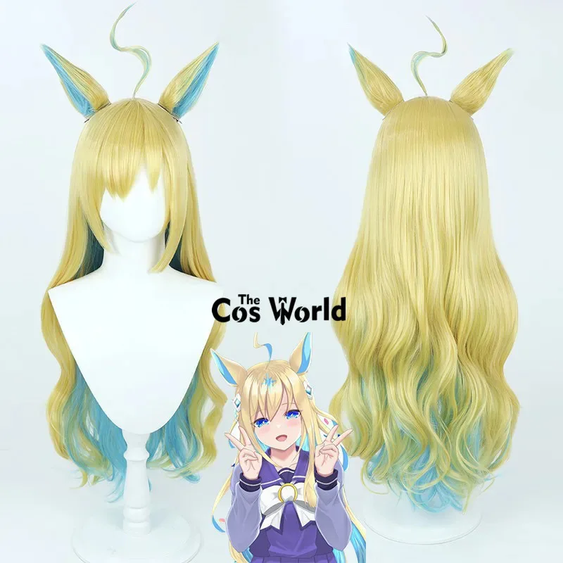 

Довольно Дерби Нео Вселенная 80 см длинные волнистые аниме косплей парики волокно термостойкие синтетические волосы + шапочка для парика