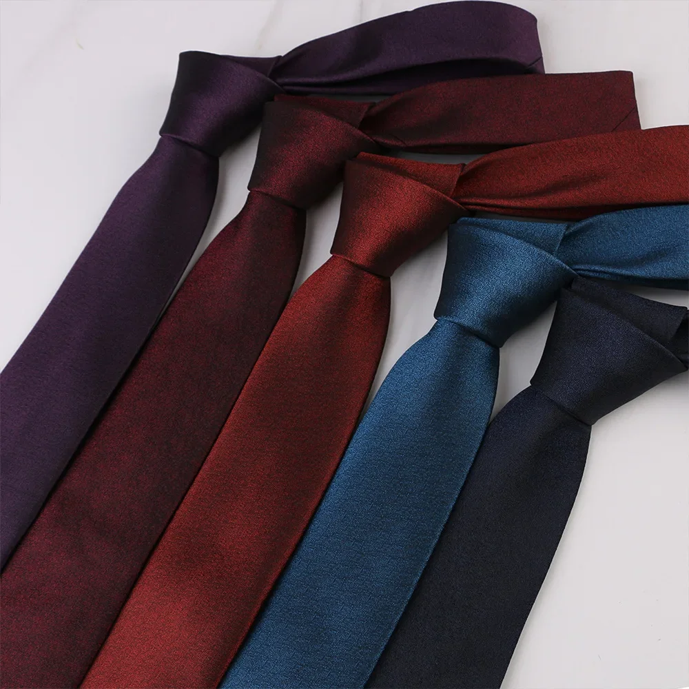 

Men's casual trend 6cm narrow polyester tie stripe solid color groom's wedding in stock for direct supply