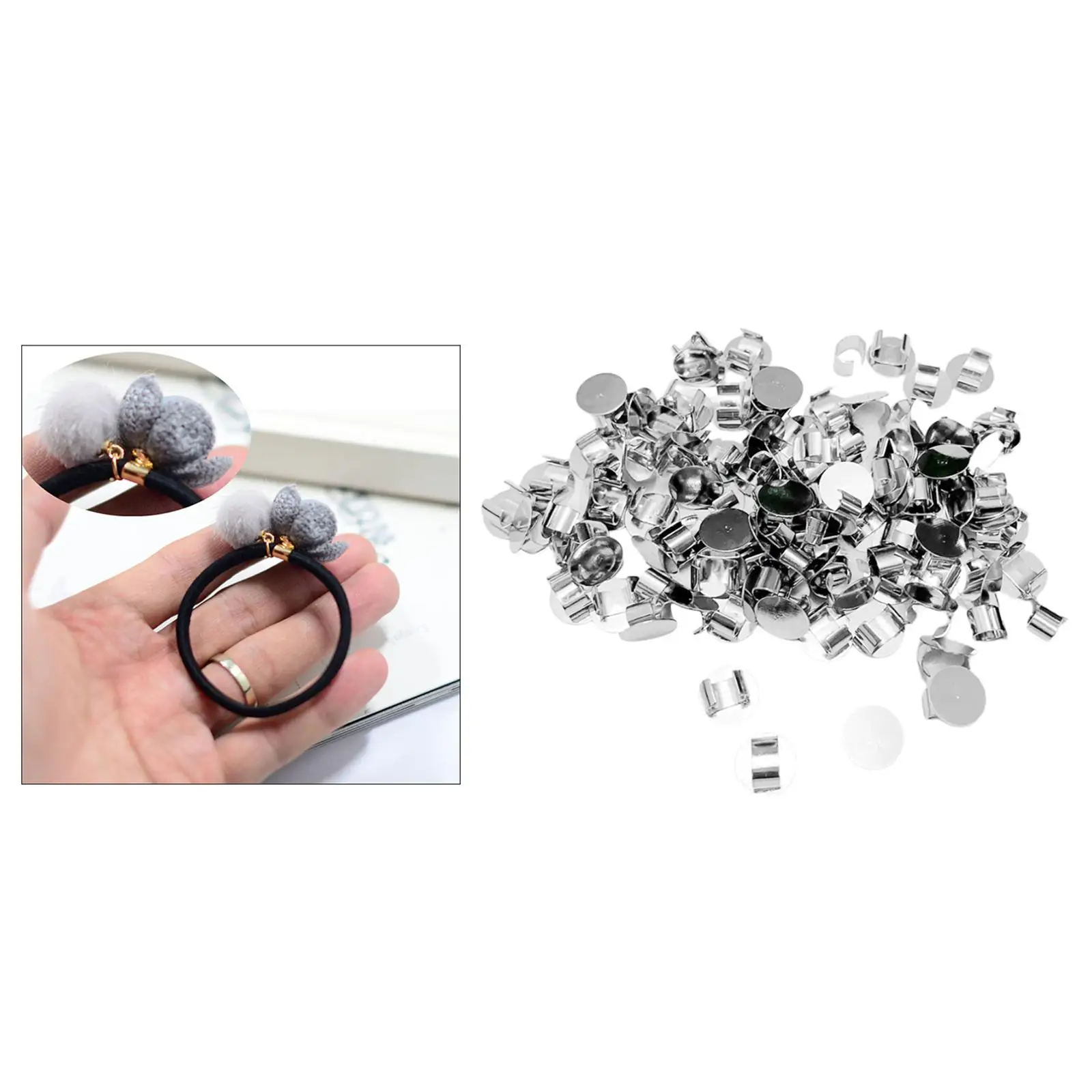 Hair Clip Base for DIY Bow Brooch Making Metal Prong Teeth Flat Lock Locs Rubber Band Grip Tiny Supply
