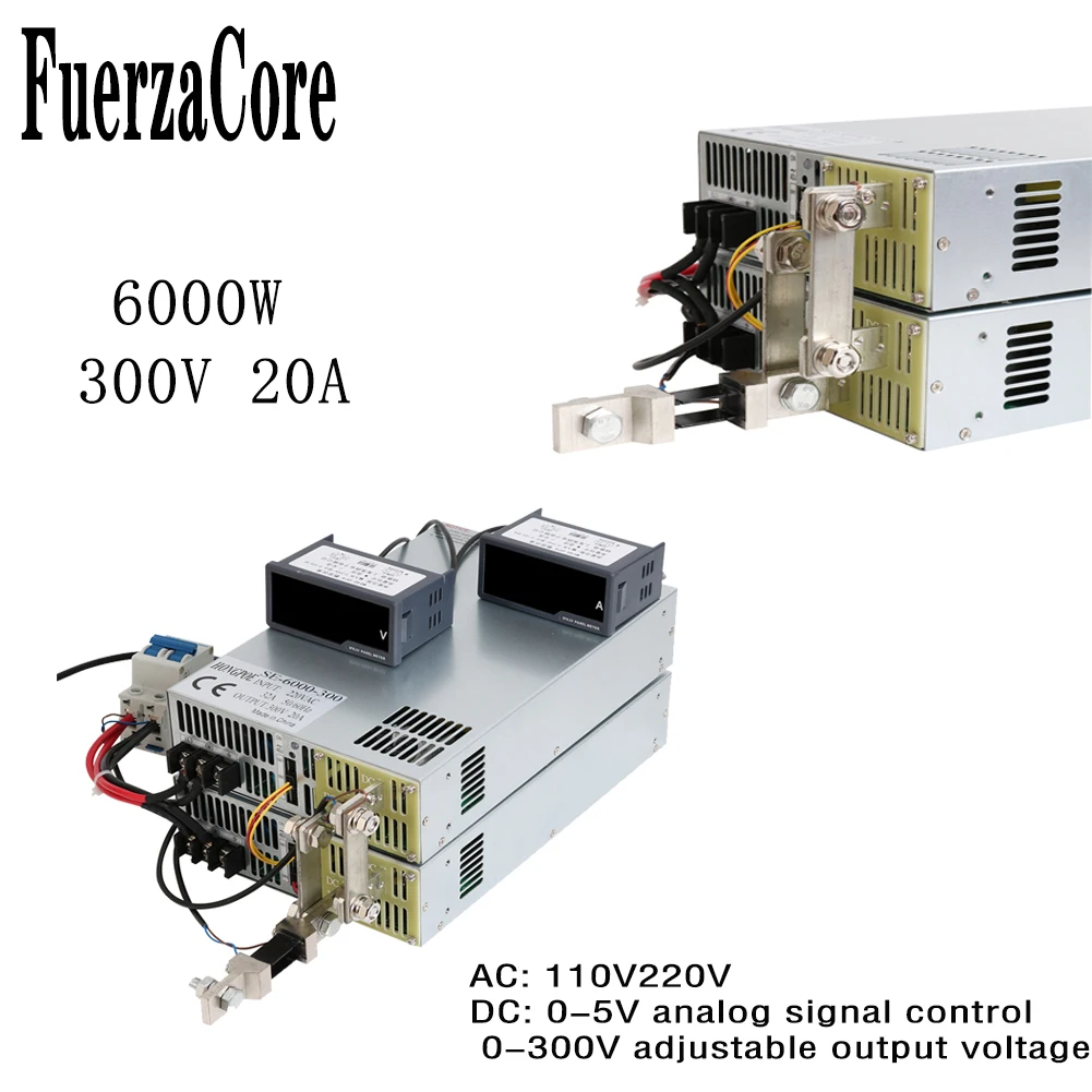 

6000W 300V High Power SMPS 0-300V Adjustable 0-5V Analog Signal PWM PLC Control 220VAC 300V Transformer LED Motor Battery 300VDC
