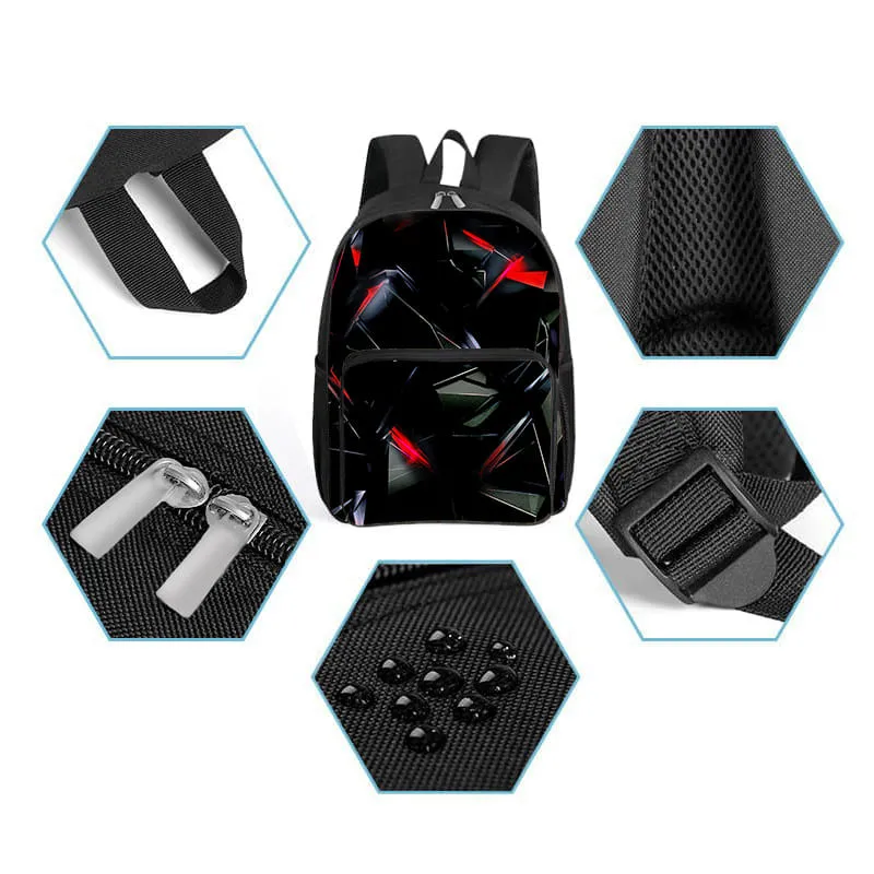 Zaino con tasca frontale quadrata modello macchinari nero e rosso per ragazzi e ragazze I migliori regali Zaini per cartoni animati 3D per bambini