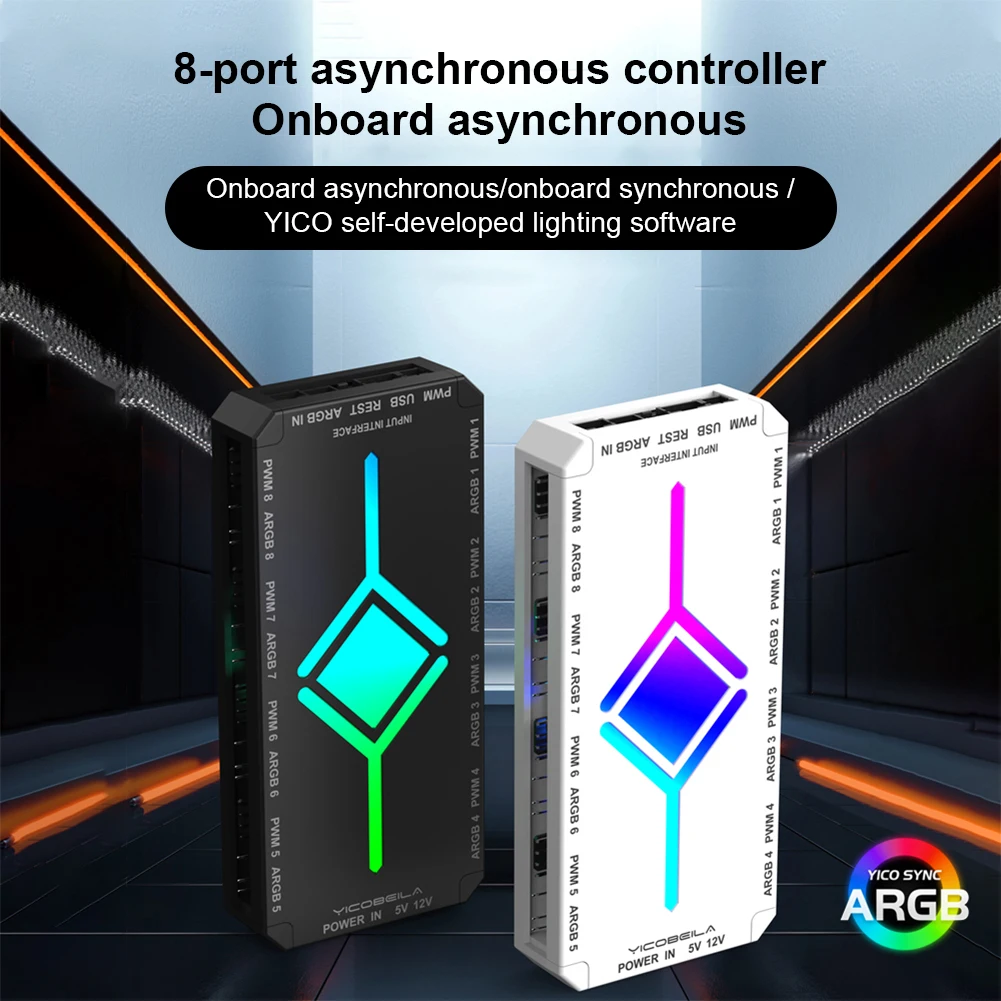 5V 3PIN ARGB 4PIN PWM HUB Computer Case Lighting Synchronous Bottom SATA Power Supply ARGB/PWM Hub Controller for PC Case Fan