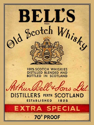 Bells Old Whiskey Retro Metal Plaque/Sign, Pub, Bar, Man Cave,