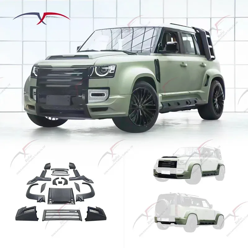 

Для Land Rover Defender Body Kit Upgr LM Style Автомобильные бамперы Боковые юбки Колесная арка Капот Широкий комплект кузова Аксессуары из углеродного волокна