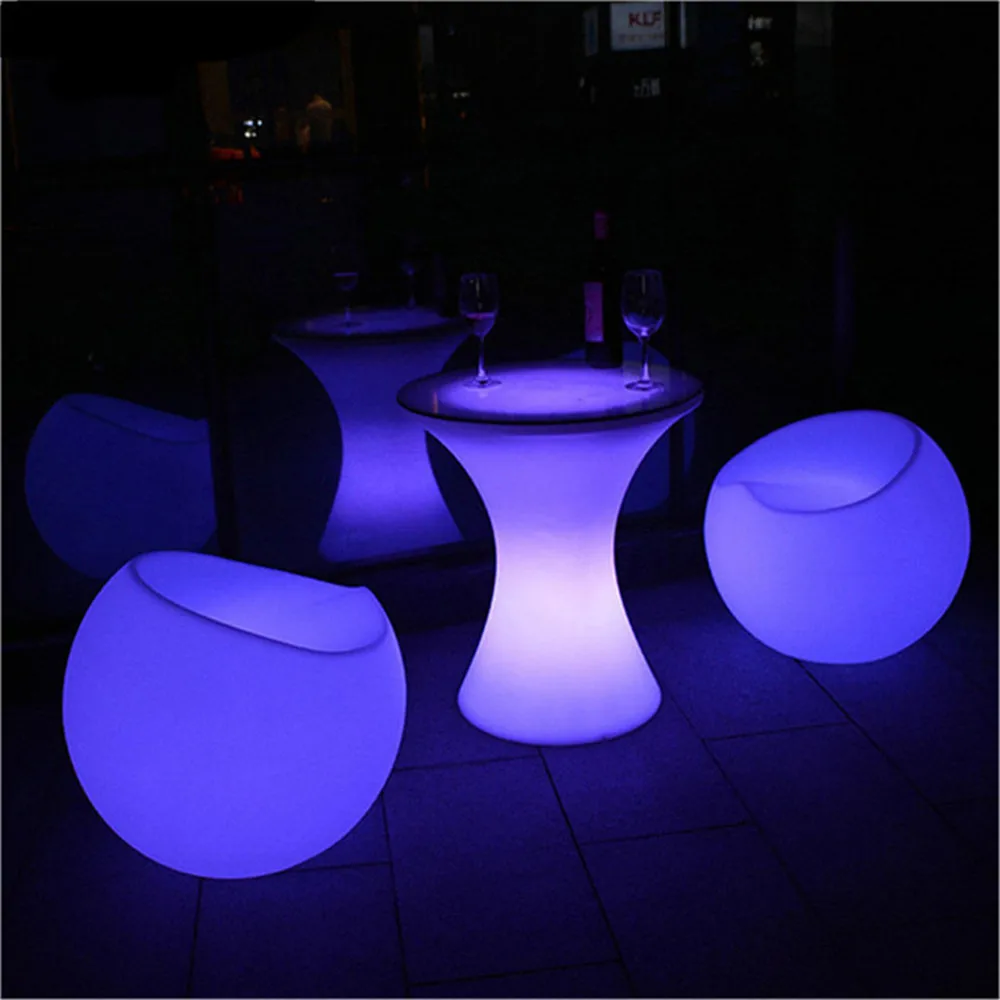 New Led Furniture RGB Rechargeable Led Illuminated Gaming Chair Waterproof Led Bar Chair Seat Outdoor Use For Bar KTV Disco