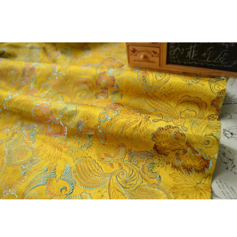 Weaving Brocade Jacquard Fabric Clothing Imitation Silk Hanfu Pure Polyester Material Diy Sew Wholesale Cloth By Meters