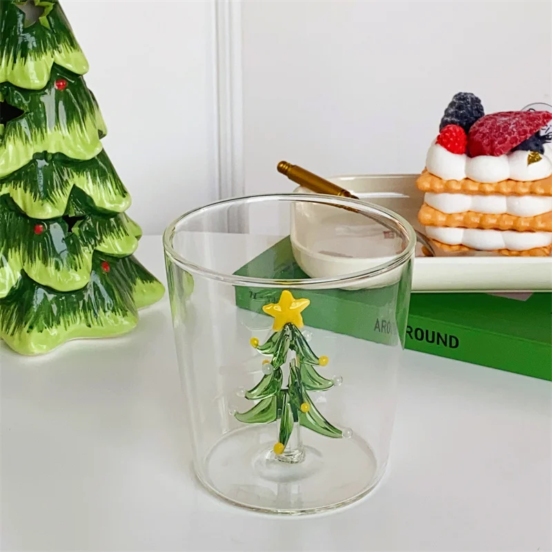 

Three-dimensional Christmas Tree Cup Heat Resistant Tumbler Cups In Bulk Glass Cup Coffee Mug Tumblers Christmas Home Decoration