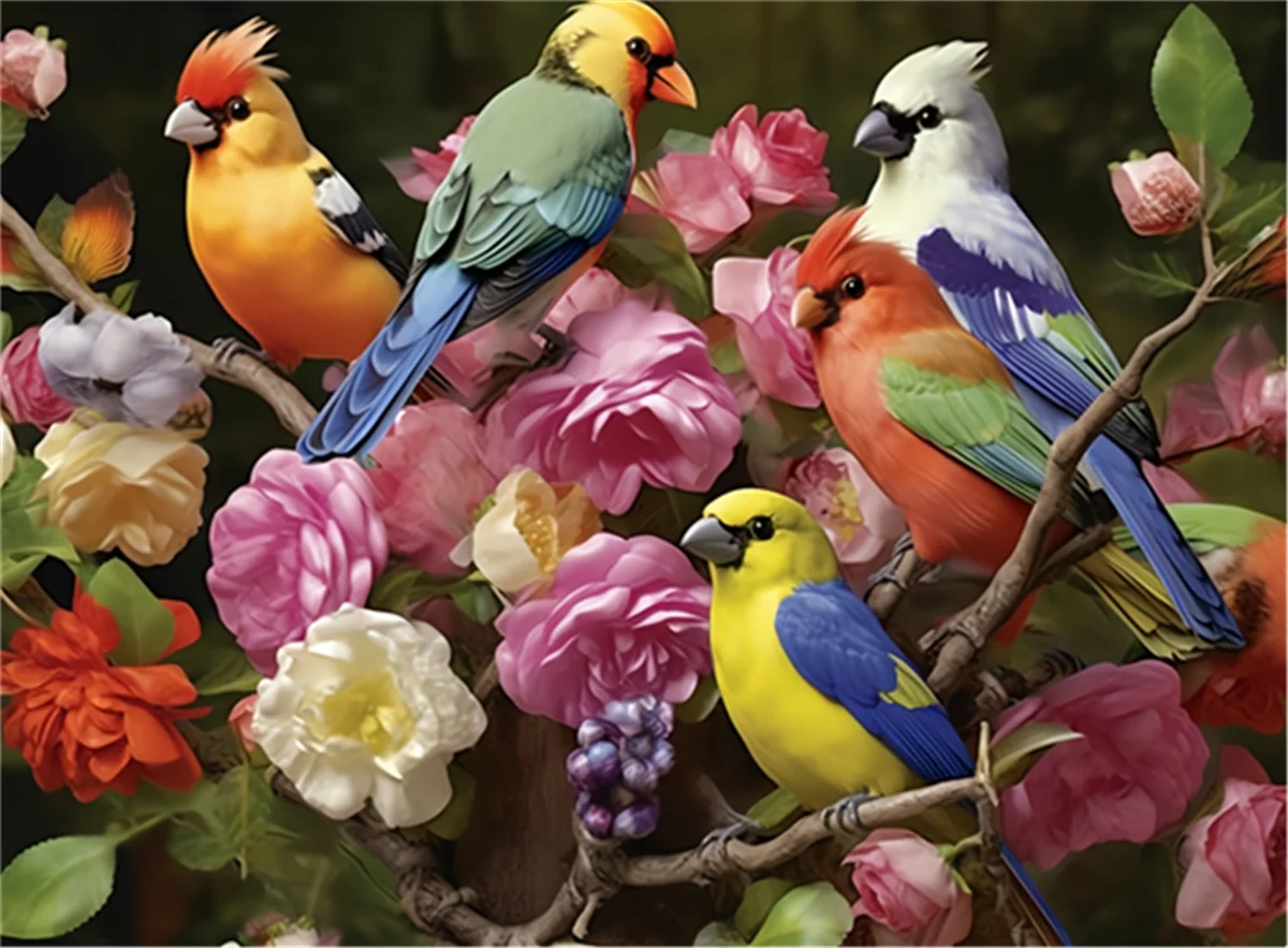 

Пазлы для взрослых, 200 шт., пазлы, садовые цветы, красочные птицы, формация, деревянные настенные художественные картины для гостиной