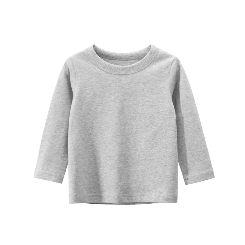 Children\'s Autumn Clothing Girls Boys Long Sleeve T-shirt Solid Color Cotton Tee Shirt Sports Tops Kids Clothes 2-9 Years Old