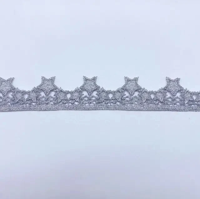 5Yard/Lot Gold Silber 2cm Stern Perlen Stickerei Spitze Trim Band DIY Halskette handgemachte Kleidung Hochzeits kleid Näh materialien – Detail 3
