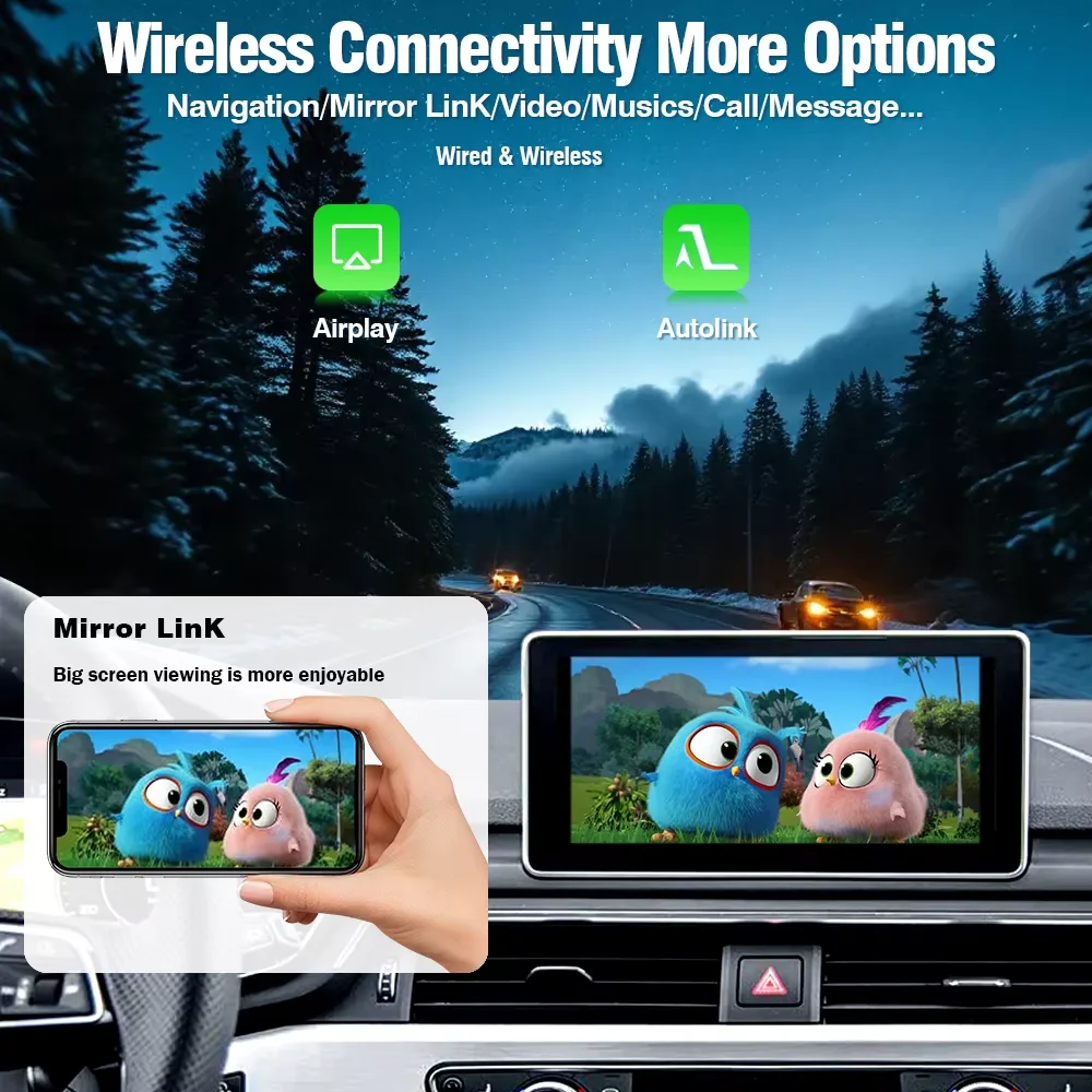 Interface sans fil CarPlay Android Auto AUTOTOP pour Audi A3 S3 8V A4L A5 Q2L Q5 Q5L Q7 2013-2018 MIB MIB2, boîtier décodeur multimédia pour voiture avec AirPlay MirrorLink, navigation GPS, préservant l'écran d'origine, l'autoradio d'usine, les commandes au volant et le menu d'origine