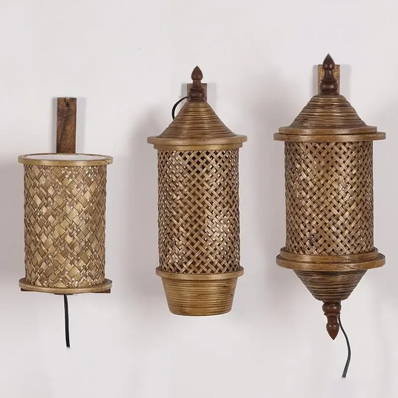 

Southeast Asia Wall Lamp Thailand Handmade Bamboo Lamp Club Hotel Aisle Vintage Ornament Wall Lamp Lighting