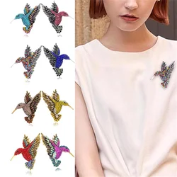 Personality Colorful Rhinestone Hummingbird Brooches For Women Animal Pin Brooch Fashion Party Clothing Jewelry Accessories