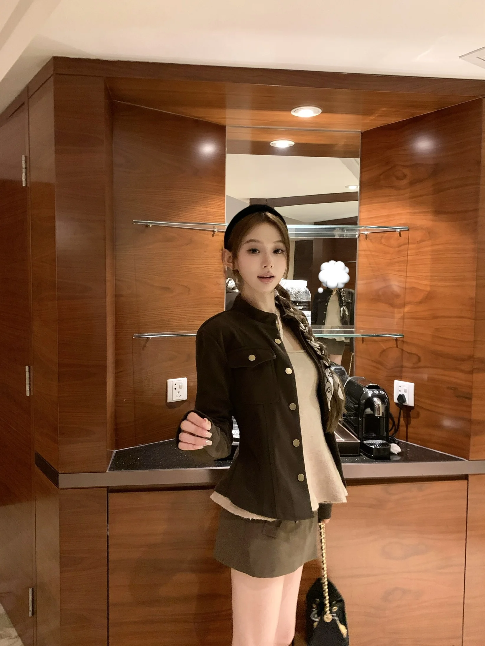 

one Heavyweight ort Jaet Women's Slim Fit Waist Cinched Stand Collar irt Coat Autumn Winter Elegance Faion Ladies'...