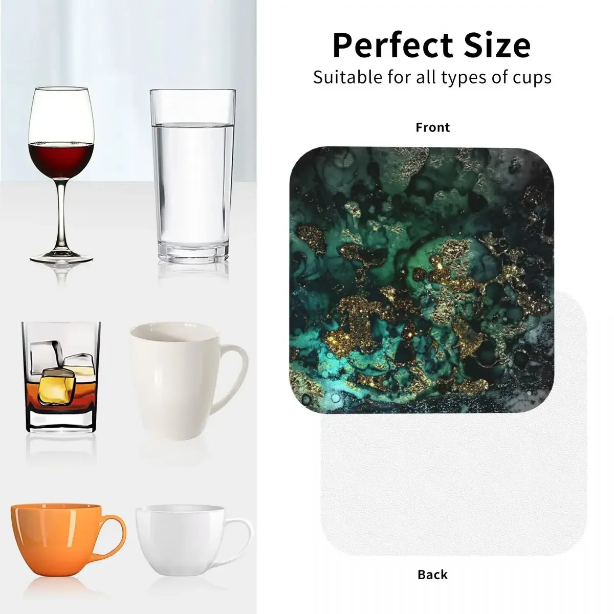 Gold Indigo Faux Malachite Marble Coasters Coffee Mats Leather Placemats Mug Tableware Decoration & Accessories Pads for Home