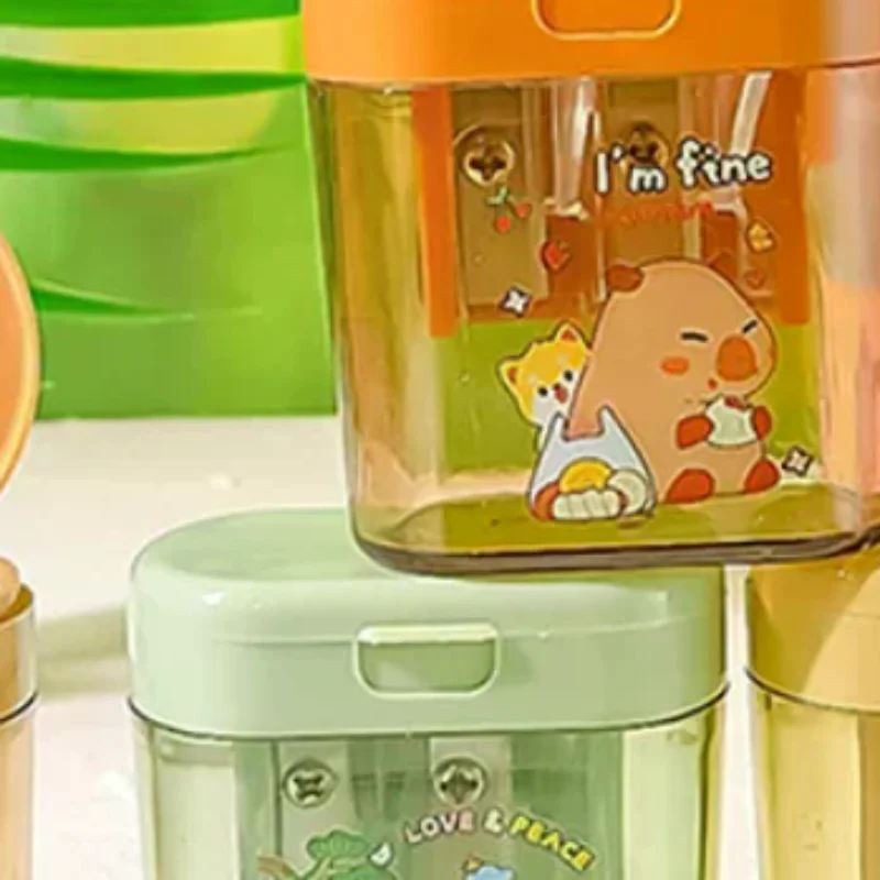 

Мультяшная милая капибара, точилка для карандашей с двойным отверстием, портативная креативная мини-ручная точилка для карандашей, студенческие канцелярские принадлежности, подарки