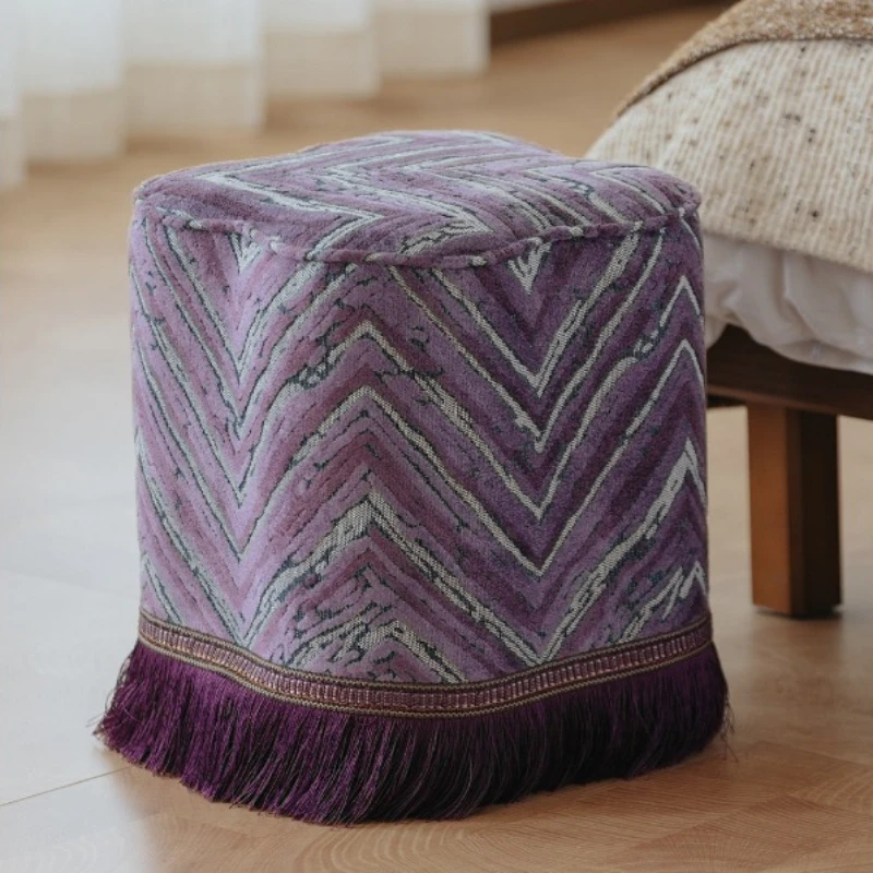 Melaleuca fabric seat pier purple soft bag fringed stool retro style