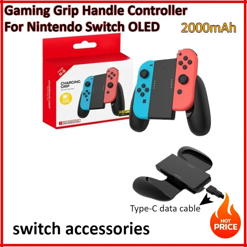 

2000mAh Gaming Grip Handle Controller For Nintendo Switch OLED Gamepad Joypad Support Bracket Gaming Holder Joystick Accessories