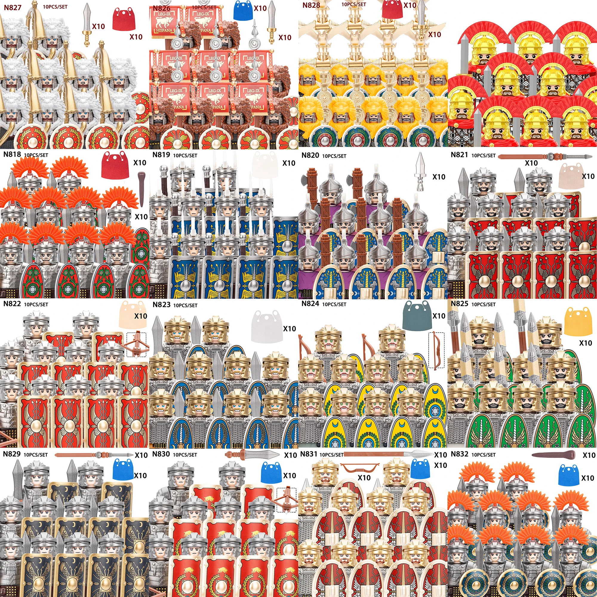 

Ancient Rome Centurion Figures Building Blocks Signifer Trumpeter Roman Armor Soldiers Weapons Sword Shields Bricks Toys