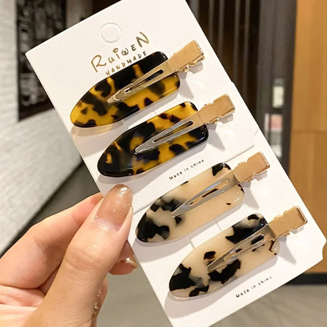 Simple Wild Leopard Seamless Hair Clip Women Acetate Sheet No Bend Bangs Clip Duckbill Clip Hairpins Hair Styling Tool