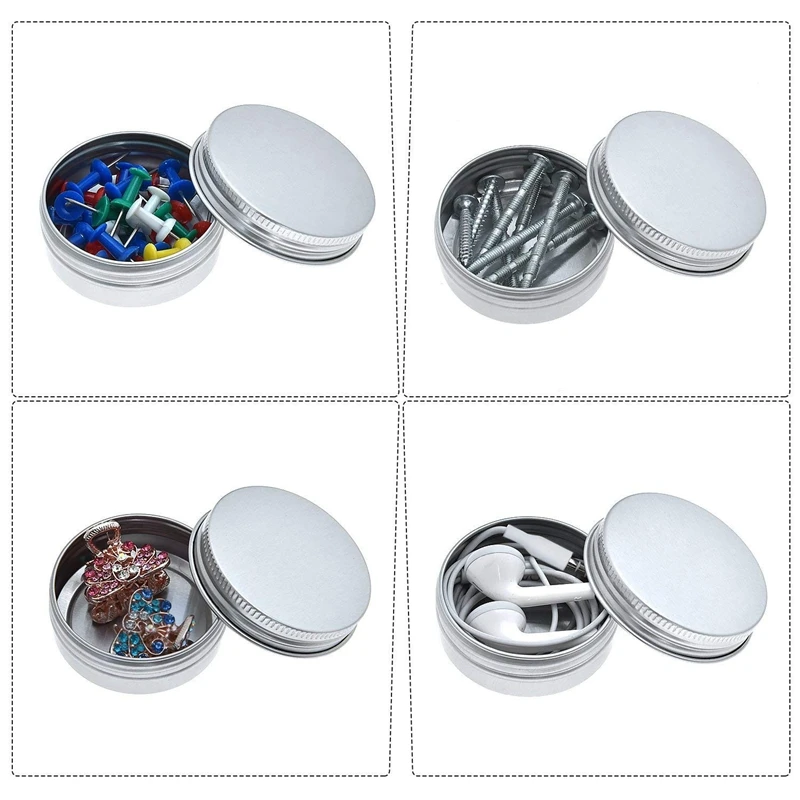 80X Screw Top Round Aluminum Tins Cans - Aluminum Screw Lid Round Tin Container Bottle