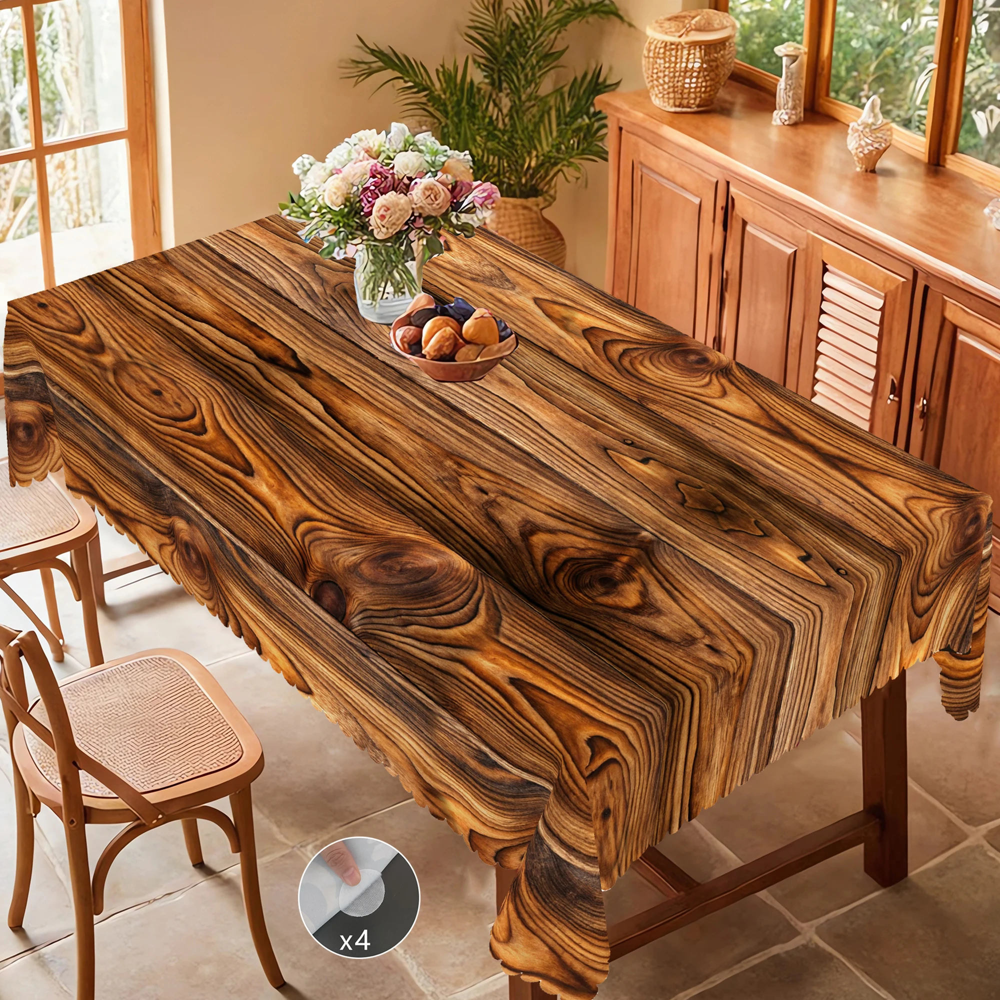 1 Piece of Retro Country Farmhouse Style Printed Tablecloth, Wooden Pattern Design, Suitable for Camping Style Picnic, Holiday Party, Garden Birthday Party Decoration, Kitchen Accessories, Tablecloth for Restaurant Terrace, Indoor and Outdoor Use, Perfect Gift for Friends, Multiple Sizes Available