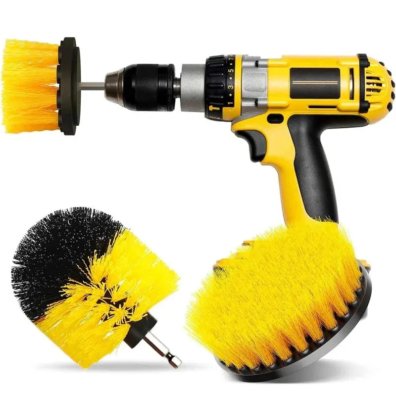 3Pcs/Set Electric Scrubber Brush Drill Brush Kit Plastic Round Cleaning Brush For Carpet Glass Car Tires Nylon Brushes