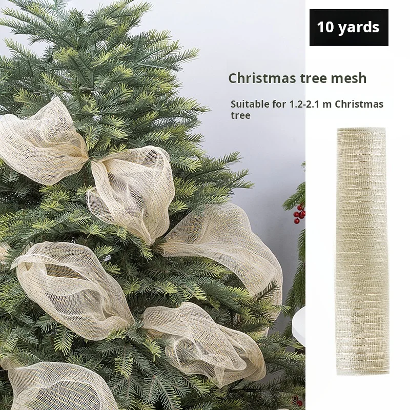 

Christmas Tree Decoration Gold and Silver Pp Mesh Ribbon Christmas Ornaments Hanging Mesh