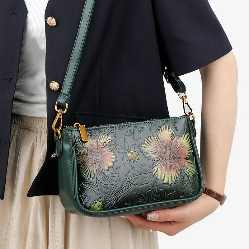 Designer Shoulder Bag Women Crossbody Purse for Mom Retro Carp Lotus Chinese Style Small Bag New Colored Ethnic Style Sac Luxe