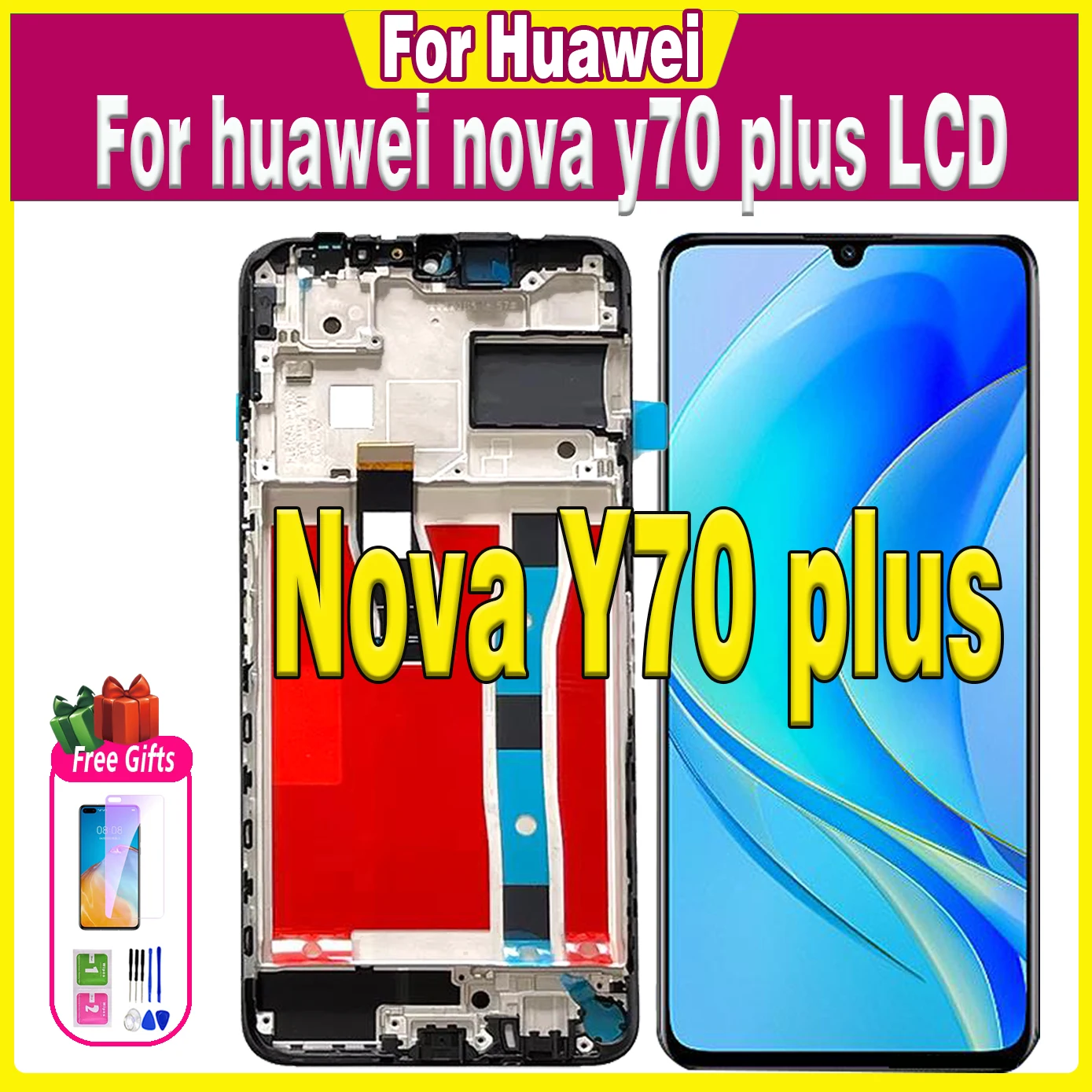 High quality 6.75\'\'For Huawei nova Y70 MGA-LX9N LCD For Huawei nova Y70 Plus LCD MGA-LX9 Display Touch Screen Digitizer Assembly