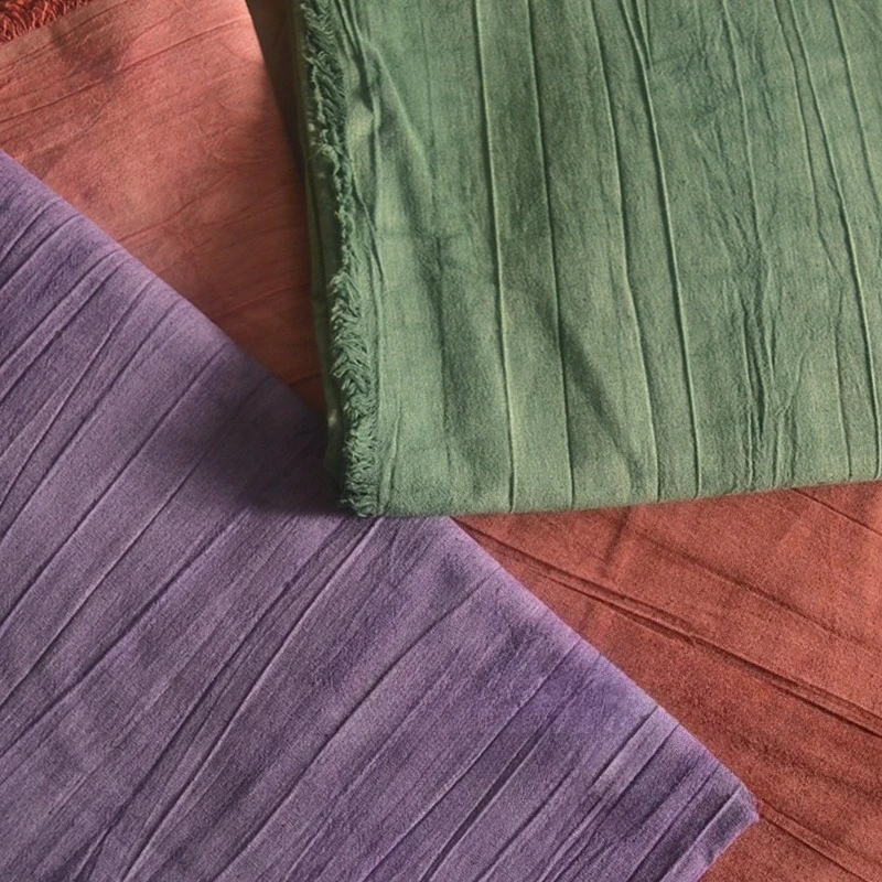 Vintage Dirty Dyed 100% Cotton Fabric for Clothing Distressed Wrinkled with Crease Texture Designer Sewing DIY Fabrics By Meter